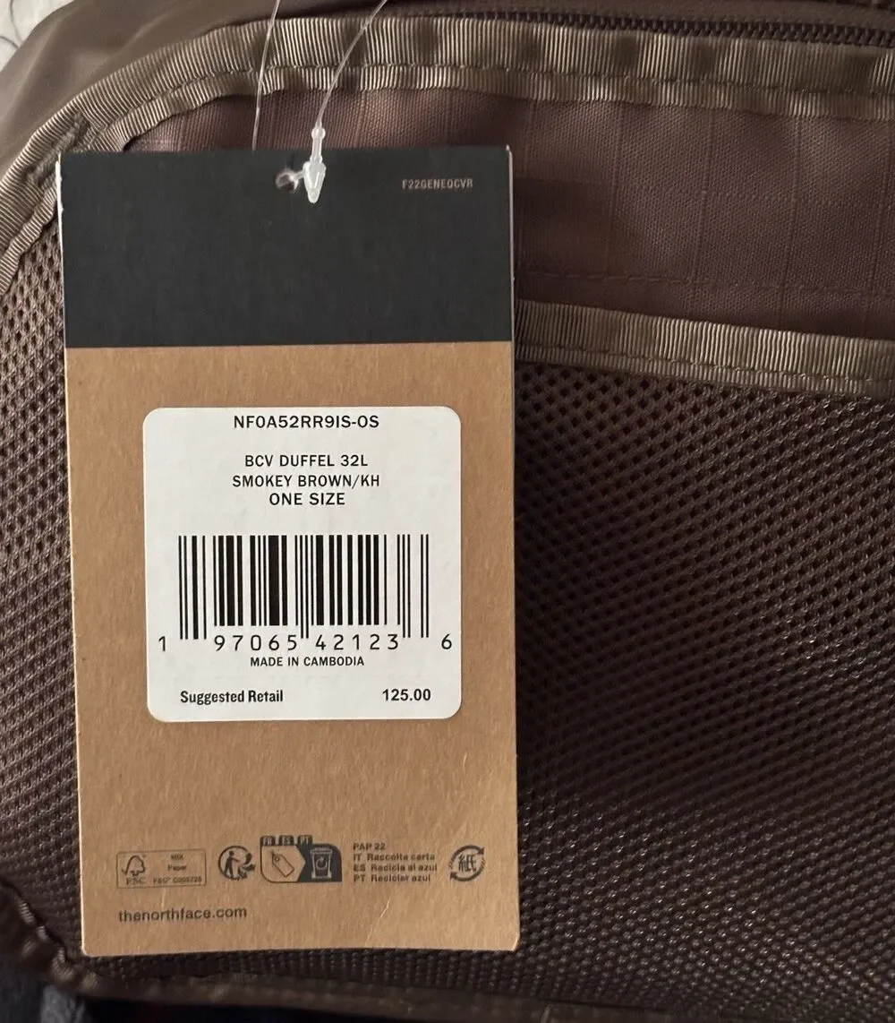 The North Face Base Camp Voyager 32L Travel Duffel Backpack Bag Smokey Brown